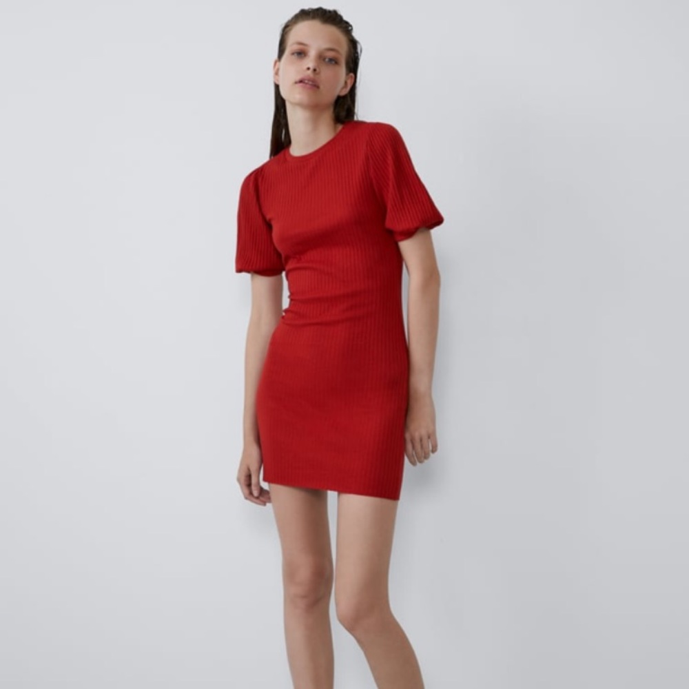 Zara Voluminous Textured Weave Dress